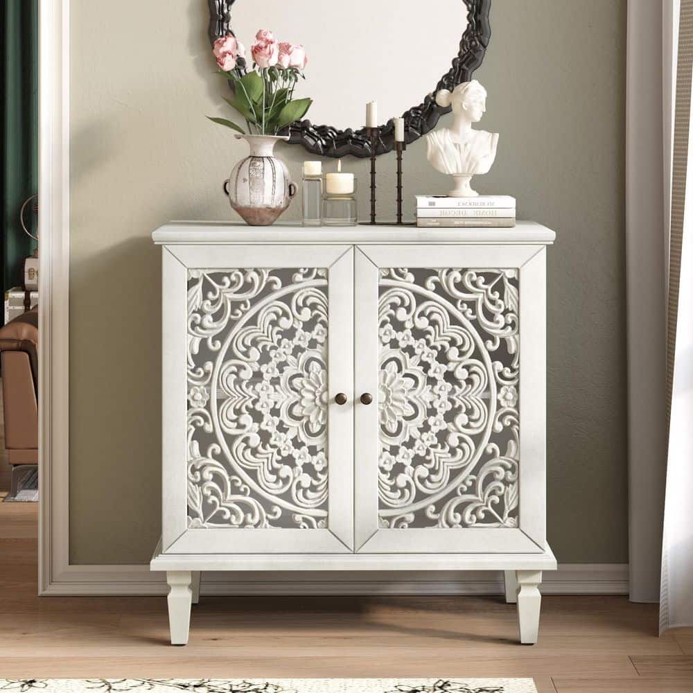 31.5 in. W x 15.75 in. D x 31.5 in. H White 2-Door Linen Cabinet with Adjustable Shelf price history on PriceWatchPro