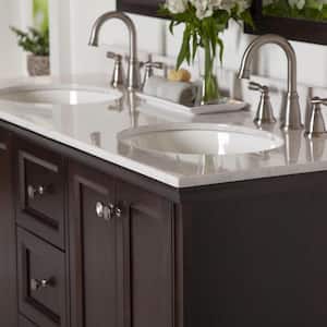 61 in. W x 22 in. D Stone Effects Cultured Marble Double Sink Vanity Top in Pulsar with Undermount White Sinks