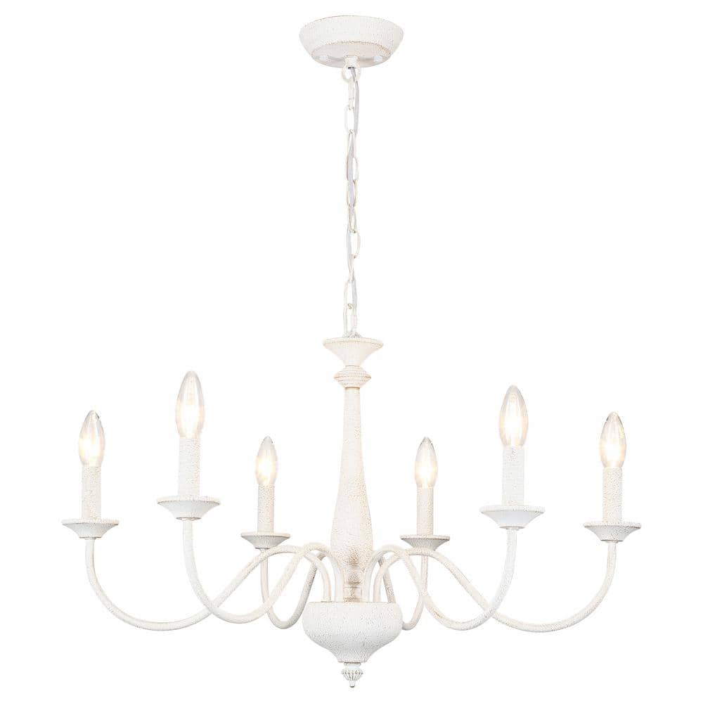Twilight 6 Light 120V Chandelier in White with Clear Heritage Handcut Crystal