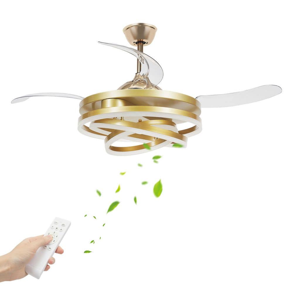 42 in. Integrated LED Indoor Gold Modern Ceiling Fan with Light Kit and Remote price history on PriceWatchPro
