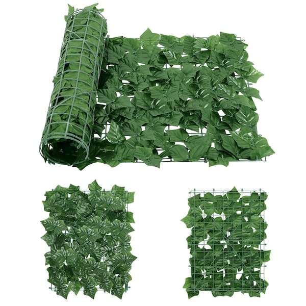 Oumilen 60-Pieces Artificial Peanut Leaf Privacy Fence Screen, Hedge Backdrop for Balcony, Outdoor Garden Fence Decoration
