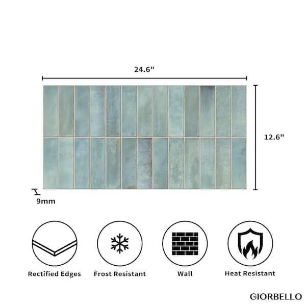 Giorbello Spanish Artis Teal 12 in. x 24 in. Glazed Porcelain Wall