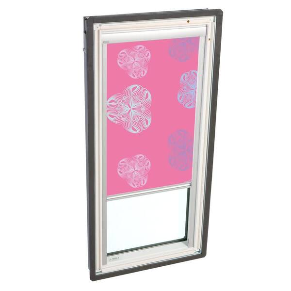 VELUX Truss Series 22-1/2 x 45-3/4 in. Fixed Deck-Mounted Skylight with  LowE3 Glass Pink Solar Blackout Blinds-DISCONTINUED