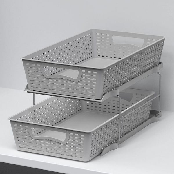 Dyiom 2 Tier Clear Organizer with Dividers, Multi-Purpose Slide