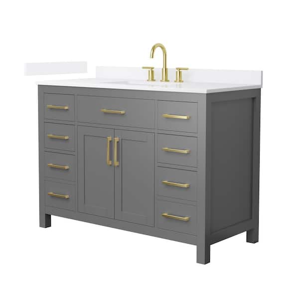 Wyndham Collection Beckett 48 in. Single Freestanding Dark Gray Bath Vanity with White Quartz Top (Assembled)