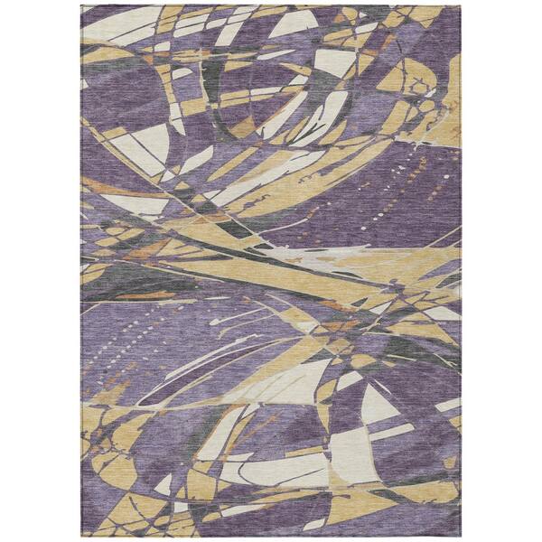Chantille Machine Washable Indoor/Outdoor Abstract ACN2862 Plum 8 ft. x 10 ft. Area Rug