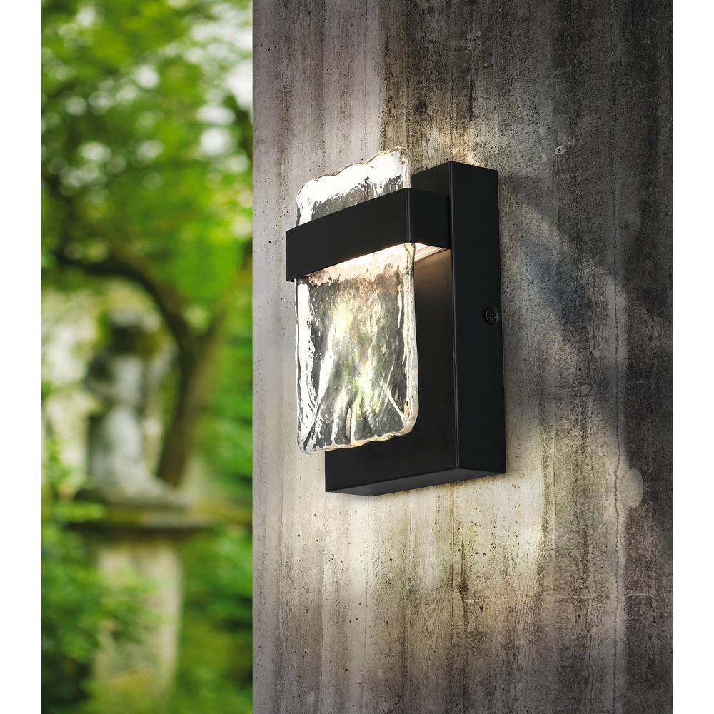 Madrona Black LED Outdoor Wall Sconce with Clear Water Glass