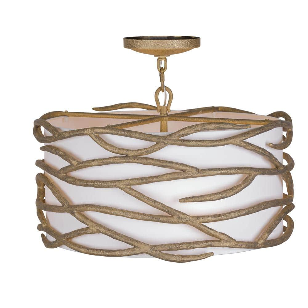 Minka Lavery Branch Reality 20 in. 4-Light Ashen Gold Semi-Flush Mount ...