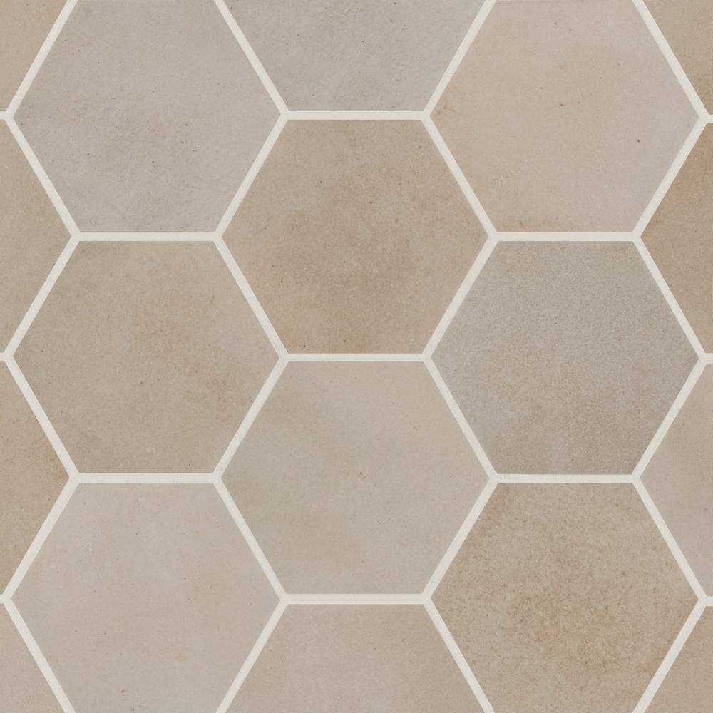 Sample-Celine Hexagon 4 in. x 5 in. Matte Taupe Porcelain Floor Tile price history on PriceWatchPro