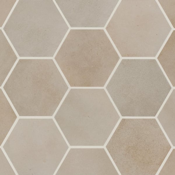 Bedrosians Sample-Celine Hexagon 4 in. x 5 in. Matte Taupe Porcelain Floor Tile