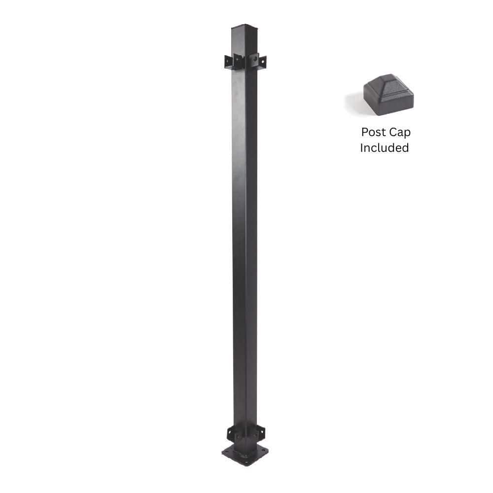 FORTRESS Fe26 2 in. x 2 in. x 39-1/2 in. Black Steel Railing Corner ...