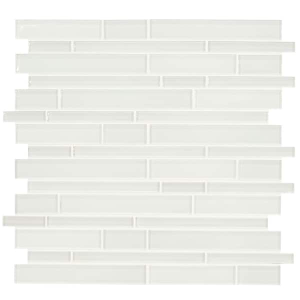 MSI Take Home Tile Sample - Ice Interlocking 6 in. x 6 in. Glass Mesh-Mounted Mosaic Tile