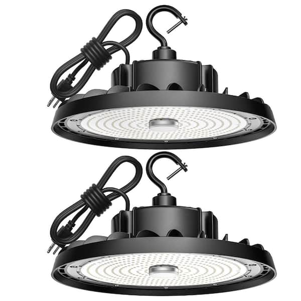 1.02 ft. 240-Watt Black Integrated LED UFO High Bay Light, 36,000 Lumens, 5000K Daylight , Plug-In (2-Pack)