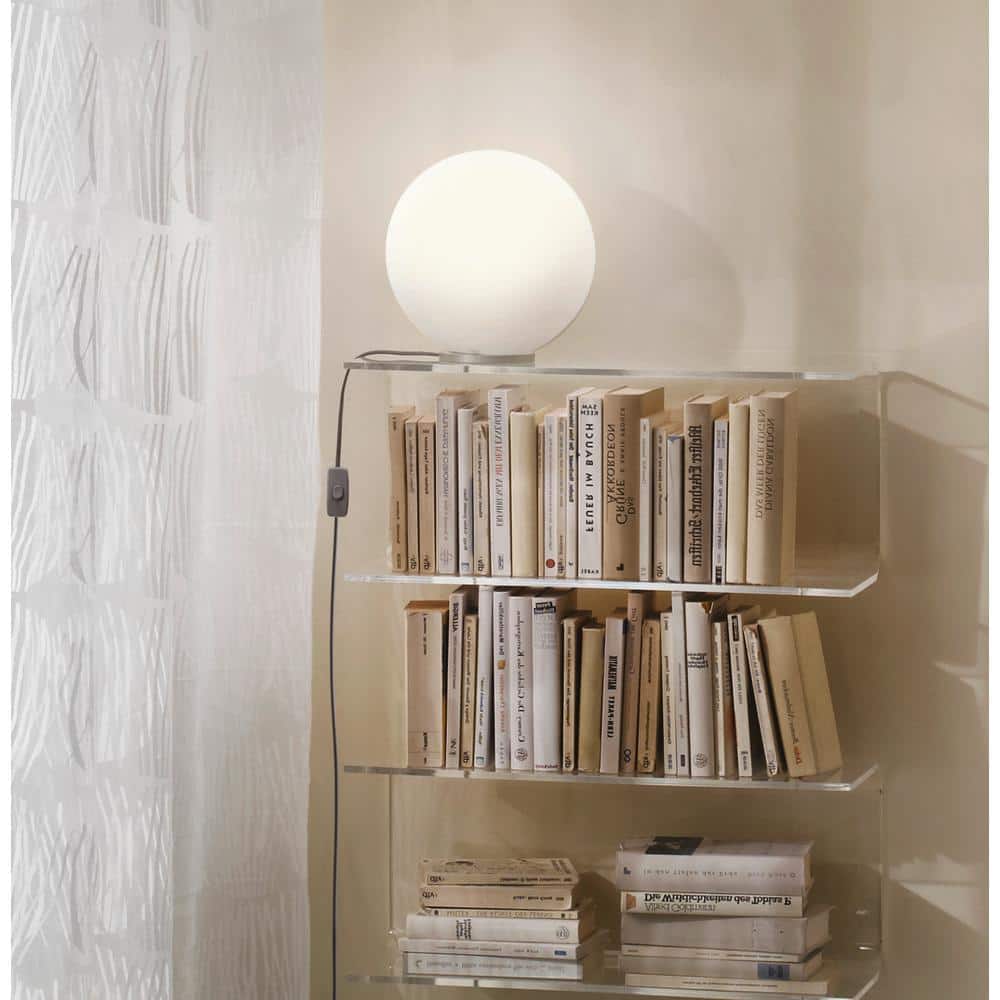 Eglo Rondo 8-Inch Silver Globe Table Lamp with Frosted Opal Shade