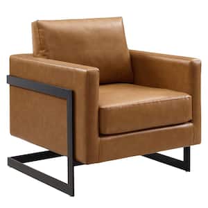 Posse Vegan Leather Black Tan Accent Chair