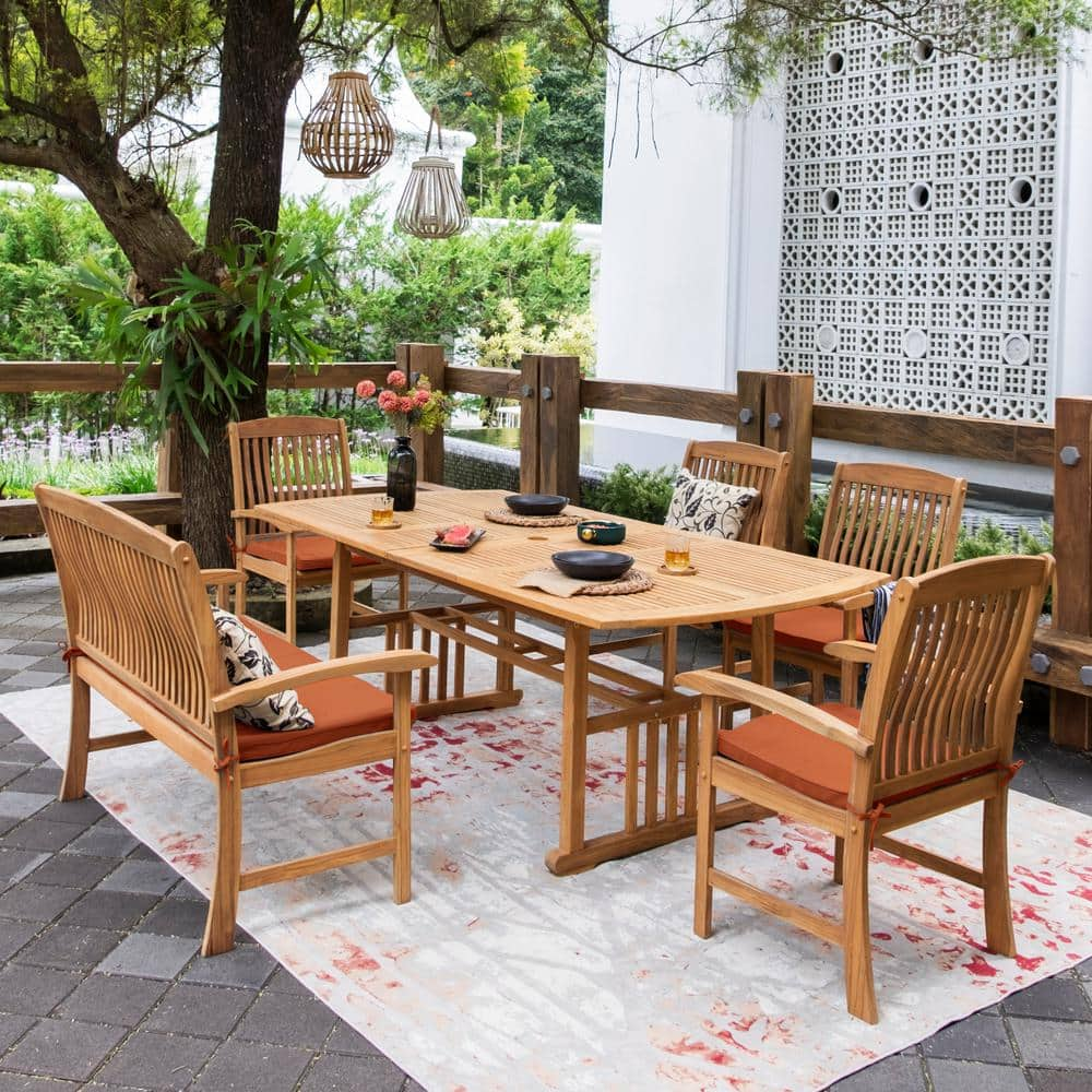 Cambridge Casual Caterina 6-Piece Teak Wooden Outdoor Dining Set with ...