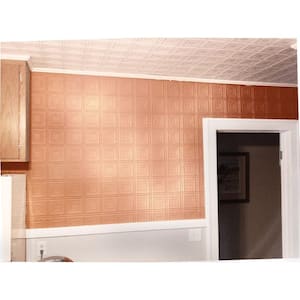 Dimensions Faux 2 ft. x 4 ft. Tin Style Ceiling and Wall Tiles in Copper