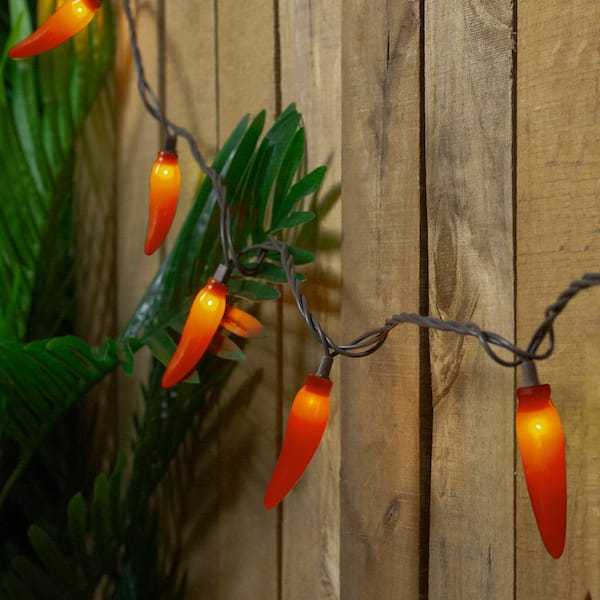 Northlight 35 Count Red Chili Pepper Patio String Light Set 22.5ft Brown Wire