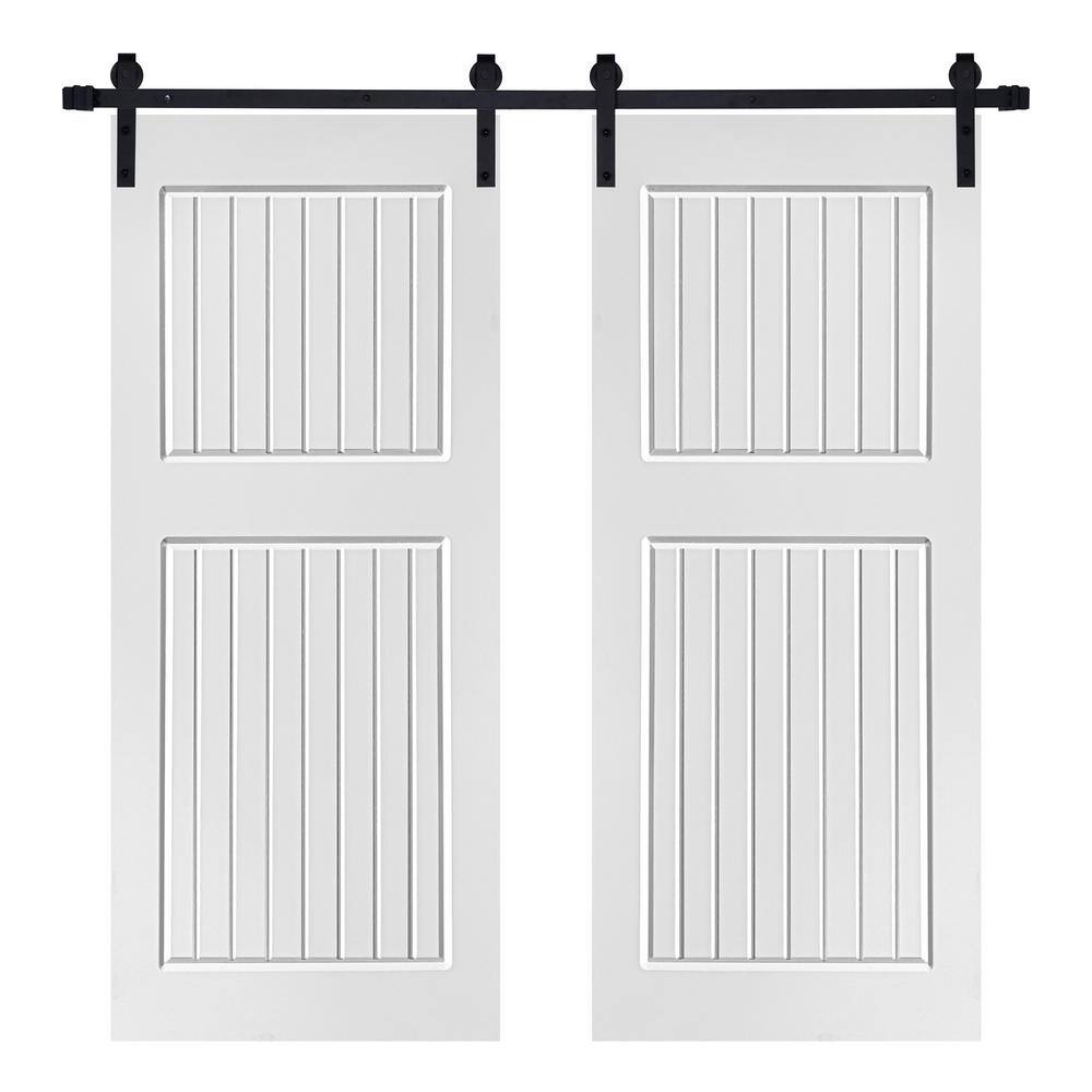 84 in. x 96 in. Modern 2-Panel Modern Designed MDF Panel White Painted Double Sliding Barn Door with Hardware Kit price history on PriceWatchPro