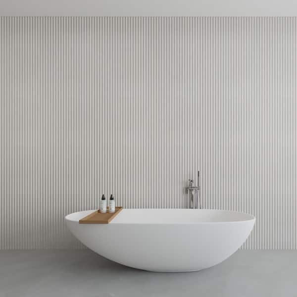 Spanish Iconic Perla White 24 in. x 48 in. 3D Fluted Matte Porcelain Large Format Wall Tile (2-Pieces, 15.5 sq.ft./Case)