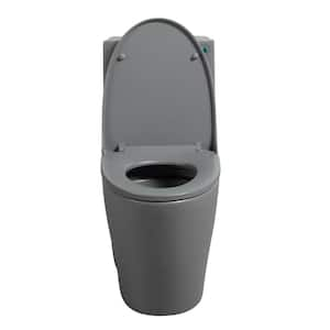 1-Piece 1.1/1.6 GPF Dual Flush Elongated Toilet in Light Grey Seat Included