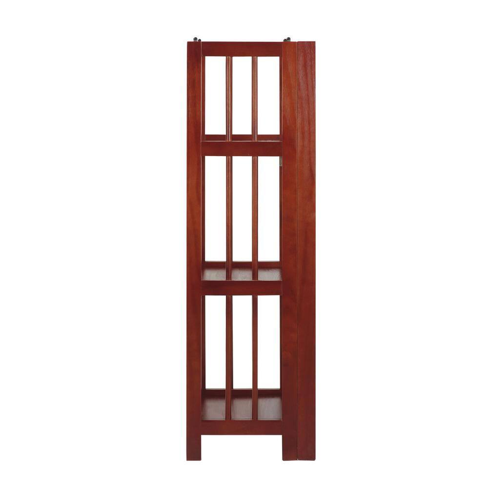 Casual Home Mahogany Solid Wood 14" Foldable 3-Shelf Bookcase