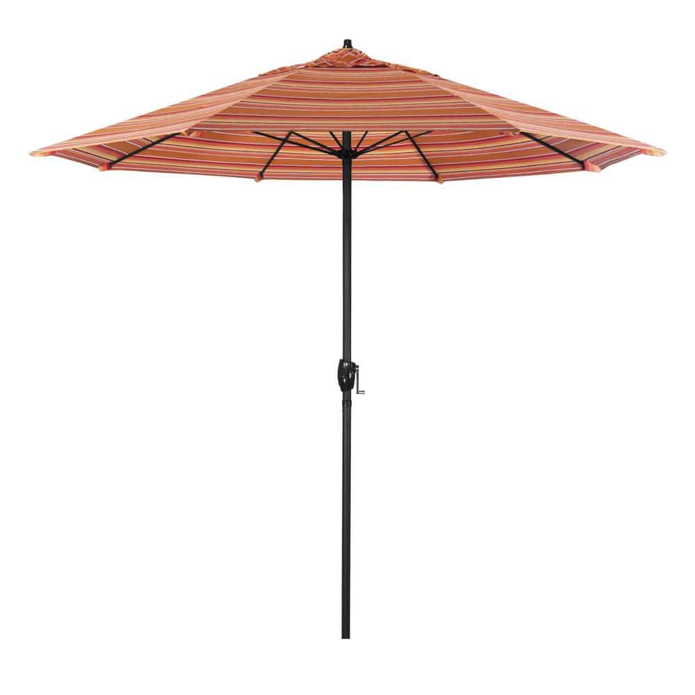 9 ft. Black Aluminum Market Patio Umbrella with Fiberglass Ribs and Auto Tilt in Dolce Mango Sunbrella price history on PriceWatchPro