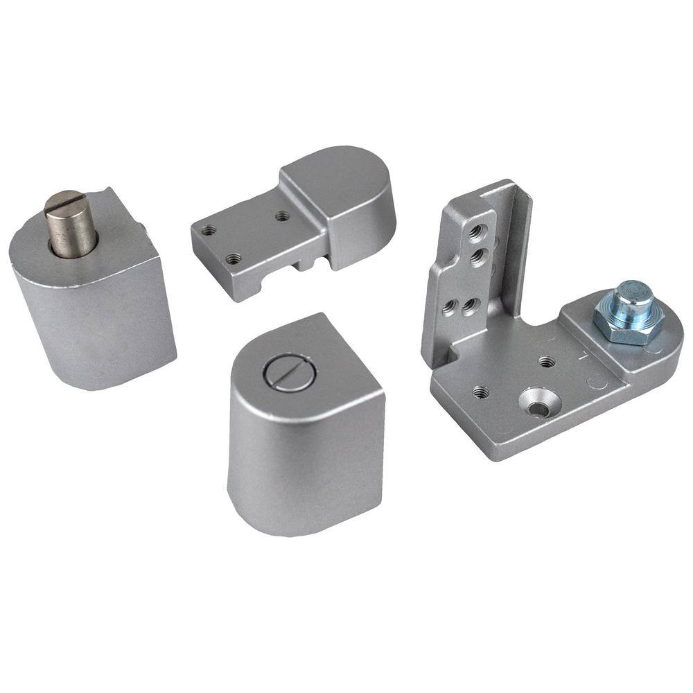 Silver Aluminum Left Hand Offset Door Pivot Hinge Set