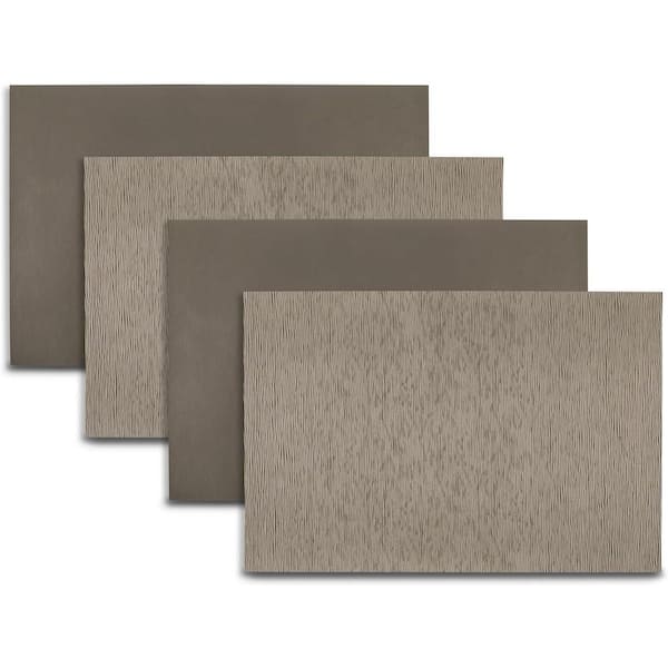 Ridges 18 in" x 12 in" Taupe Reversible Vegan Leather Wipe Clean Placemat Set of 4