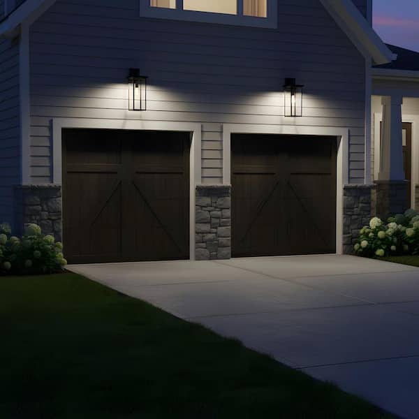 19.7 in. 1-Light Black Outdoor Wall Sconce for Porch, Garage or Entry Lighting（2-Pack）