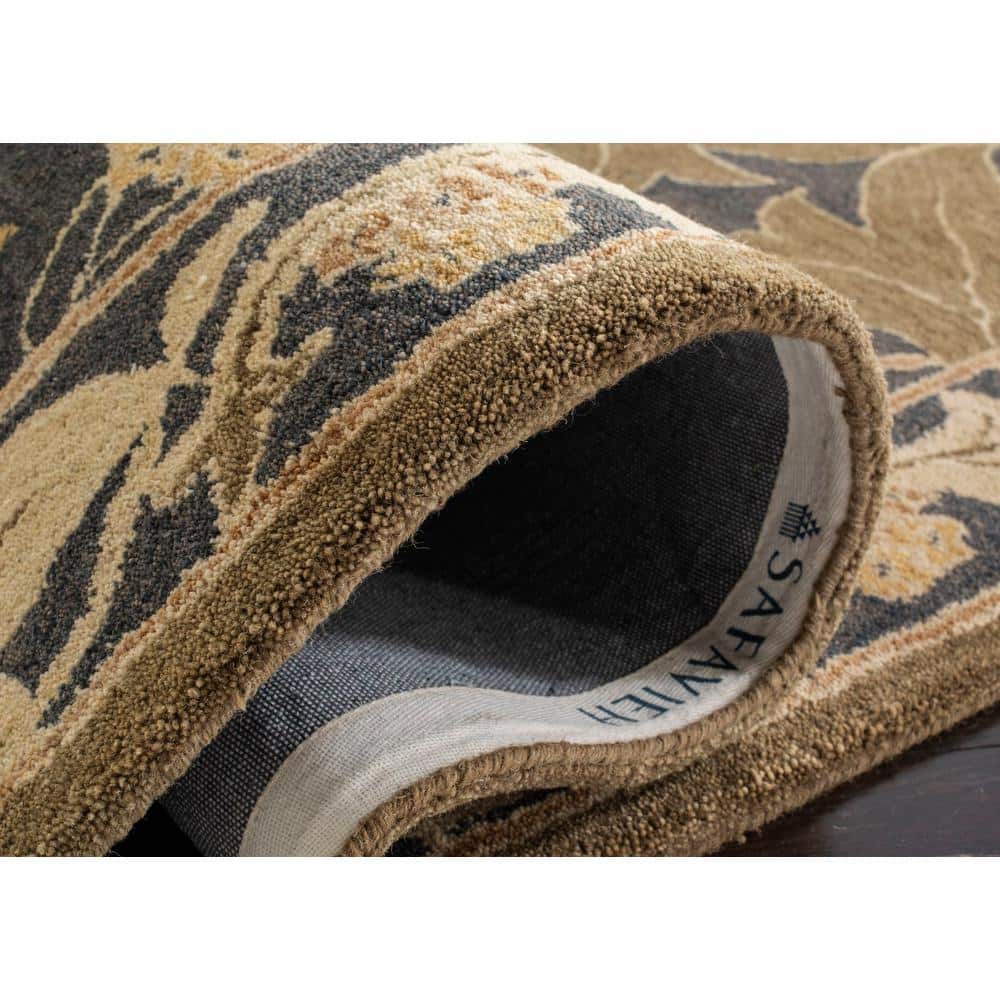 Hand-Tufted Navy and Sage Floral Wool Runner Rug, 2'3" x 10'