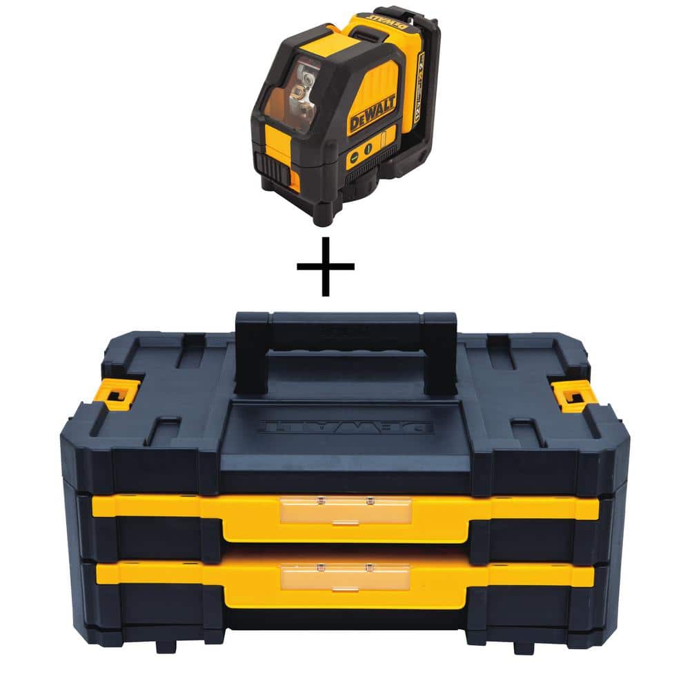 DEWALT 12V MAX Lithium-Ion 165 ft. Green Self-Leveling Cross-Line Laser Level Kit and Small Parts & Tool Storage Organizer -  DW088LGWST178
