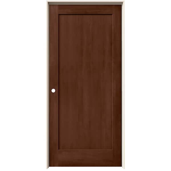 JELD-WEN 36 in. x 80 in. Madison Milk Chocolate Stain Right-Hand Solid Core Molded Composite MDF Single Prehung Interior Door
