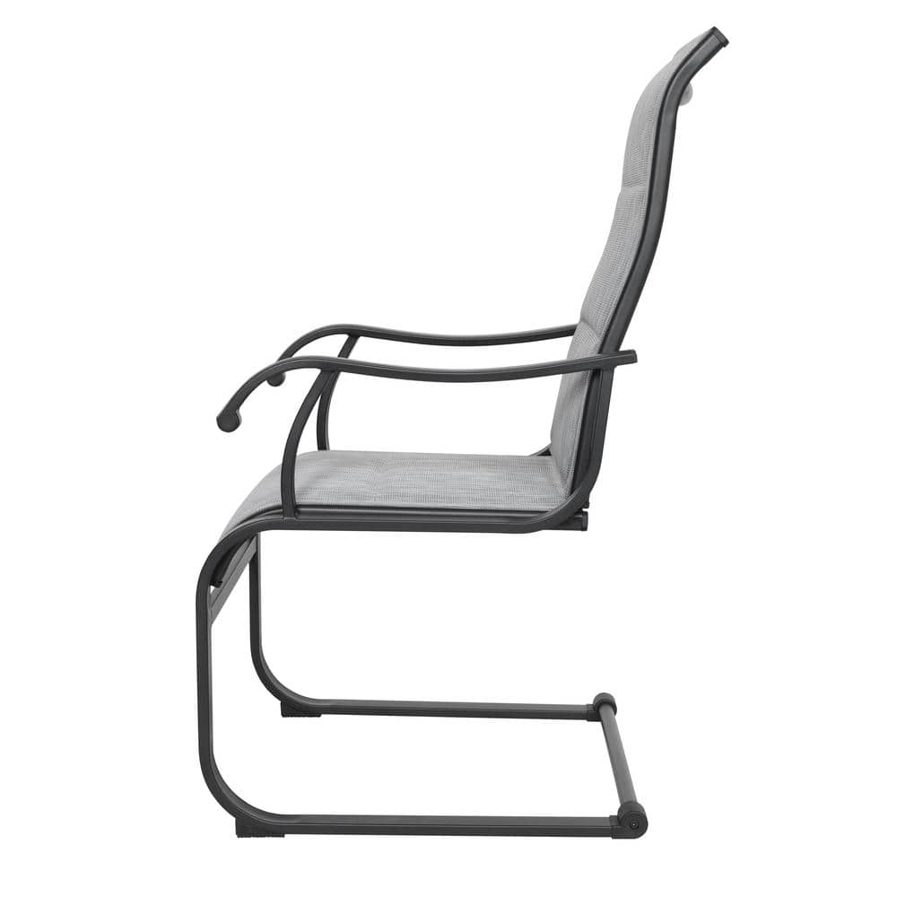 Light Gray Iron Frame Outdoor Dining Chairs with Breathable Textilene Fabric