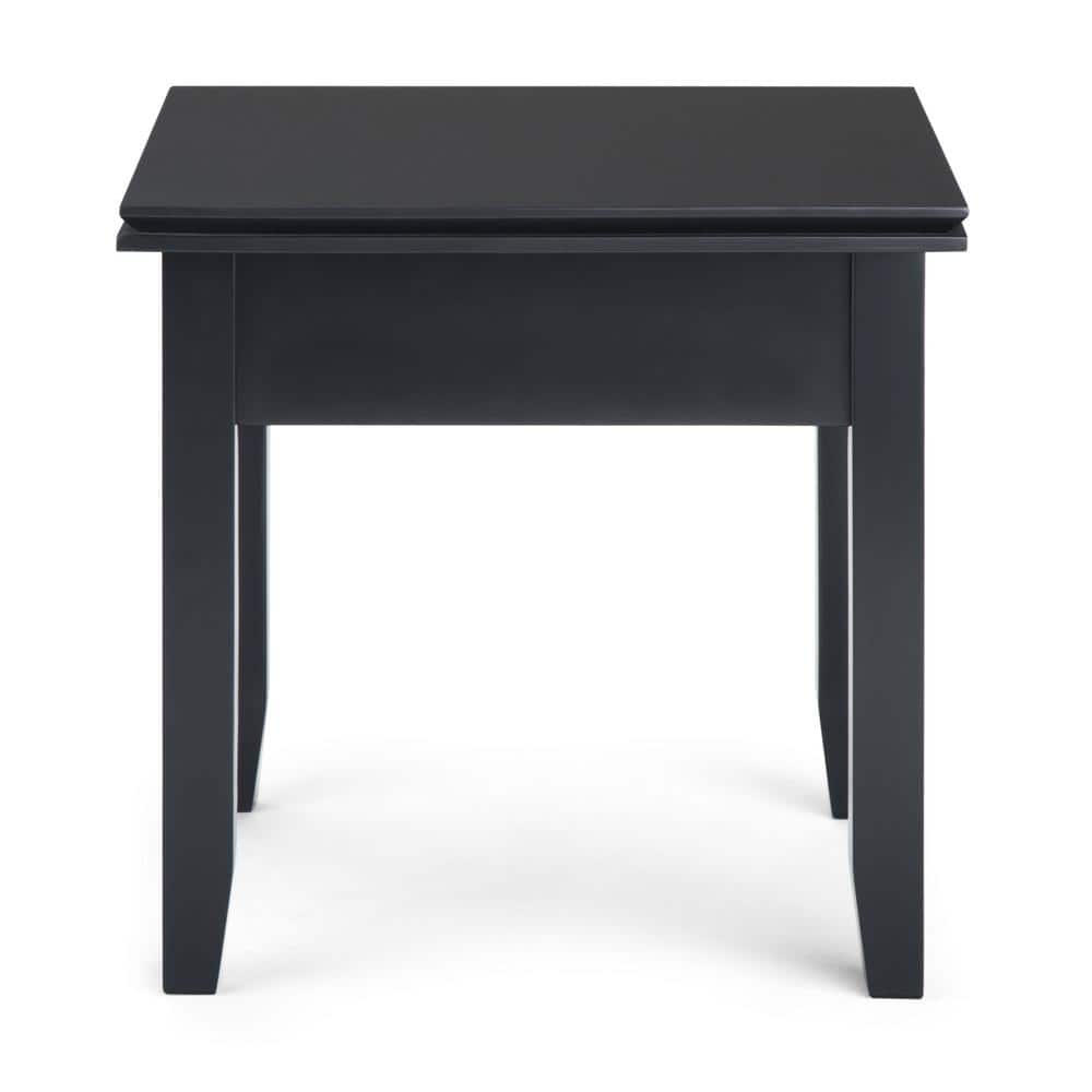 Artisan Square Black Solid Wood Side Table with Storage