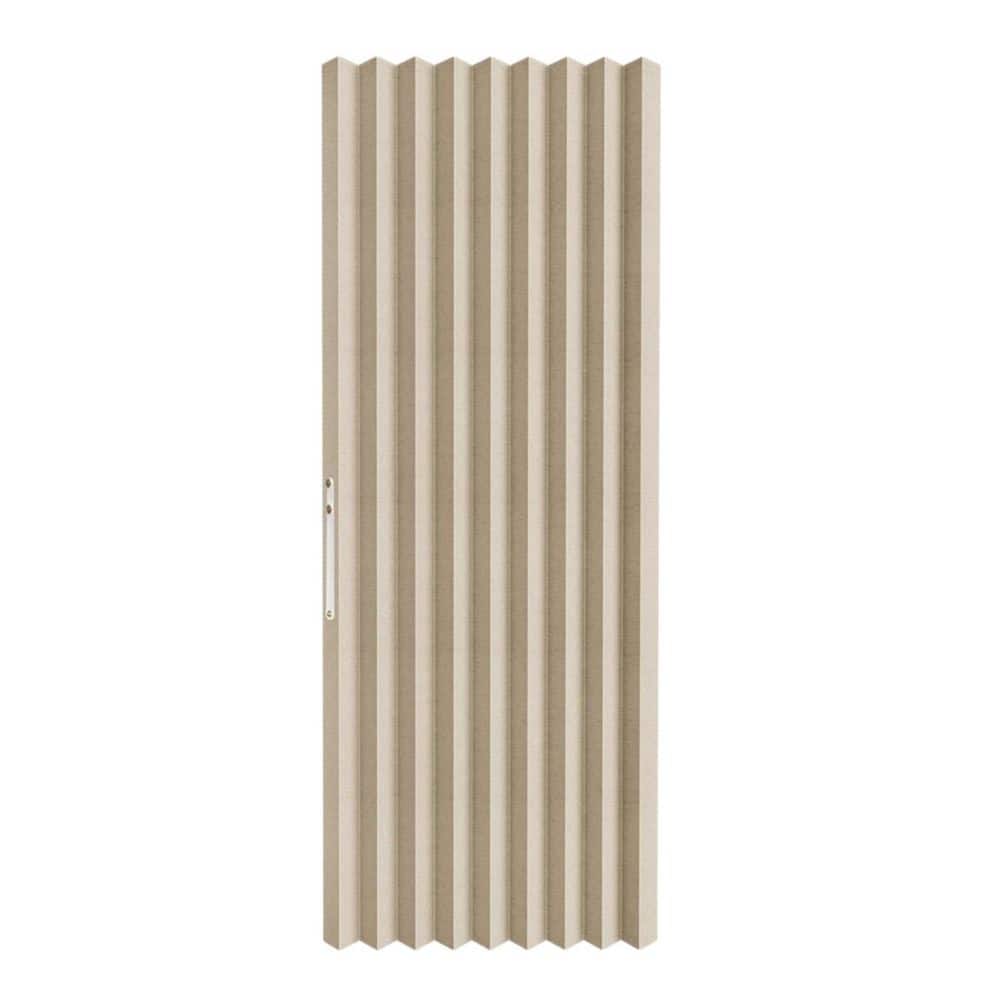 43 in. x 78 in. Beige Plastic Faux Linen Adhesive Track Interior Accordian Door with Complete Accessories,100% Blackout price history on PriceWatchPro