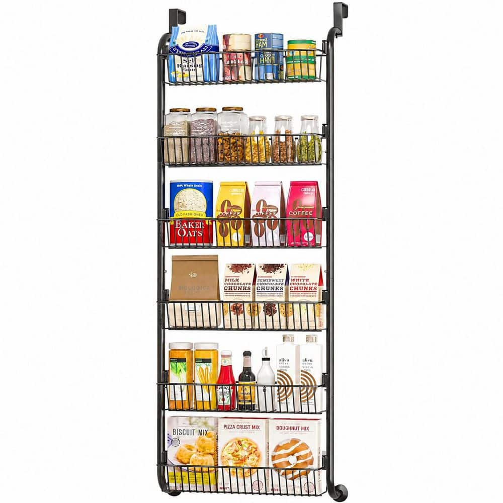 6-Tier Black Carbon Steel Over-the-Door Pantry Organizer with Removable Baskets and Suction Cups price history on PriceWatchPro