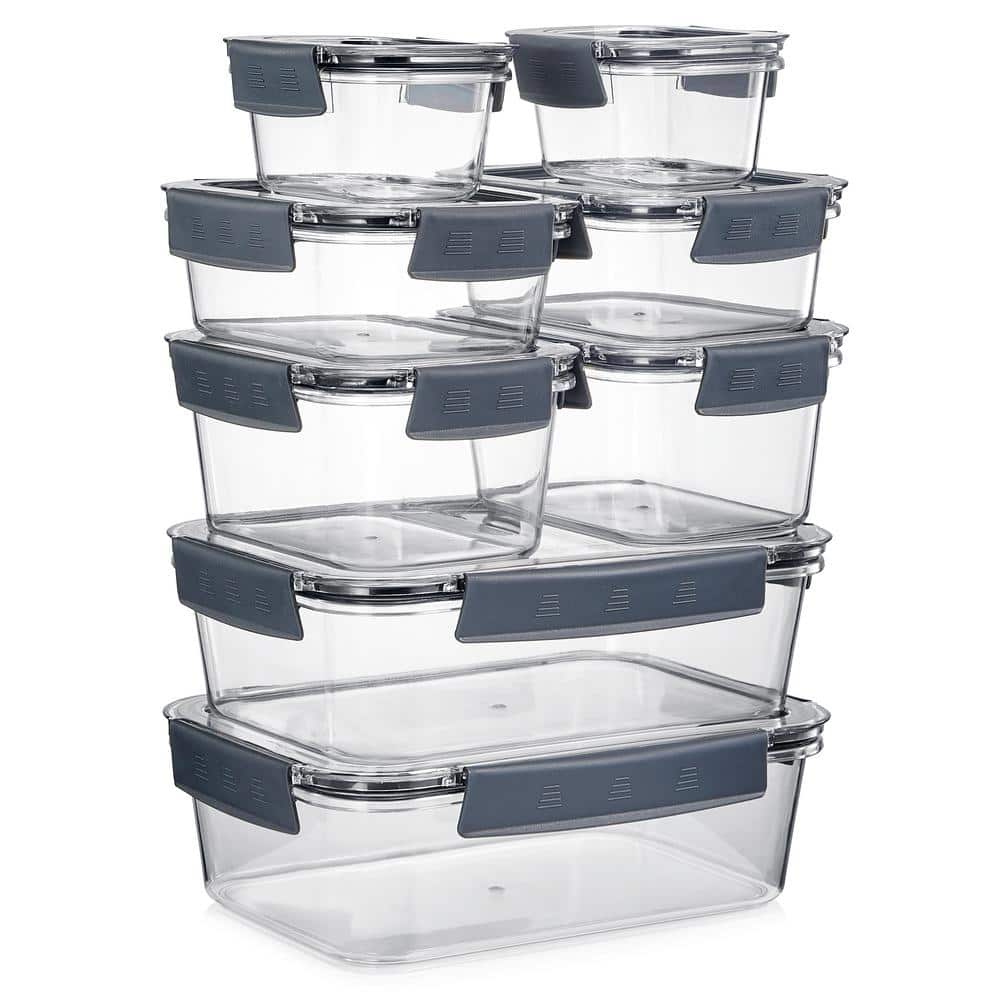 16-Piece Clear BPA-Free Plastic Airtight Food Storage Containers Set