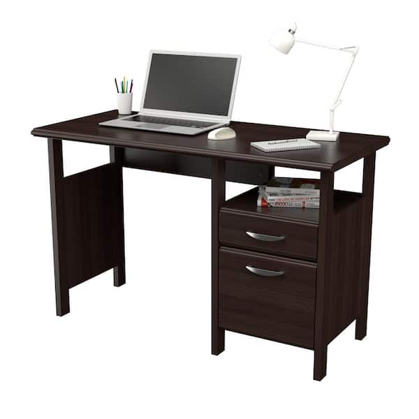 Inval 47W Computer Desk With X Frame, Smoke Oak