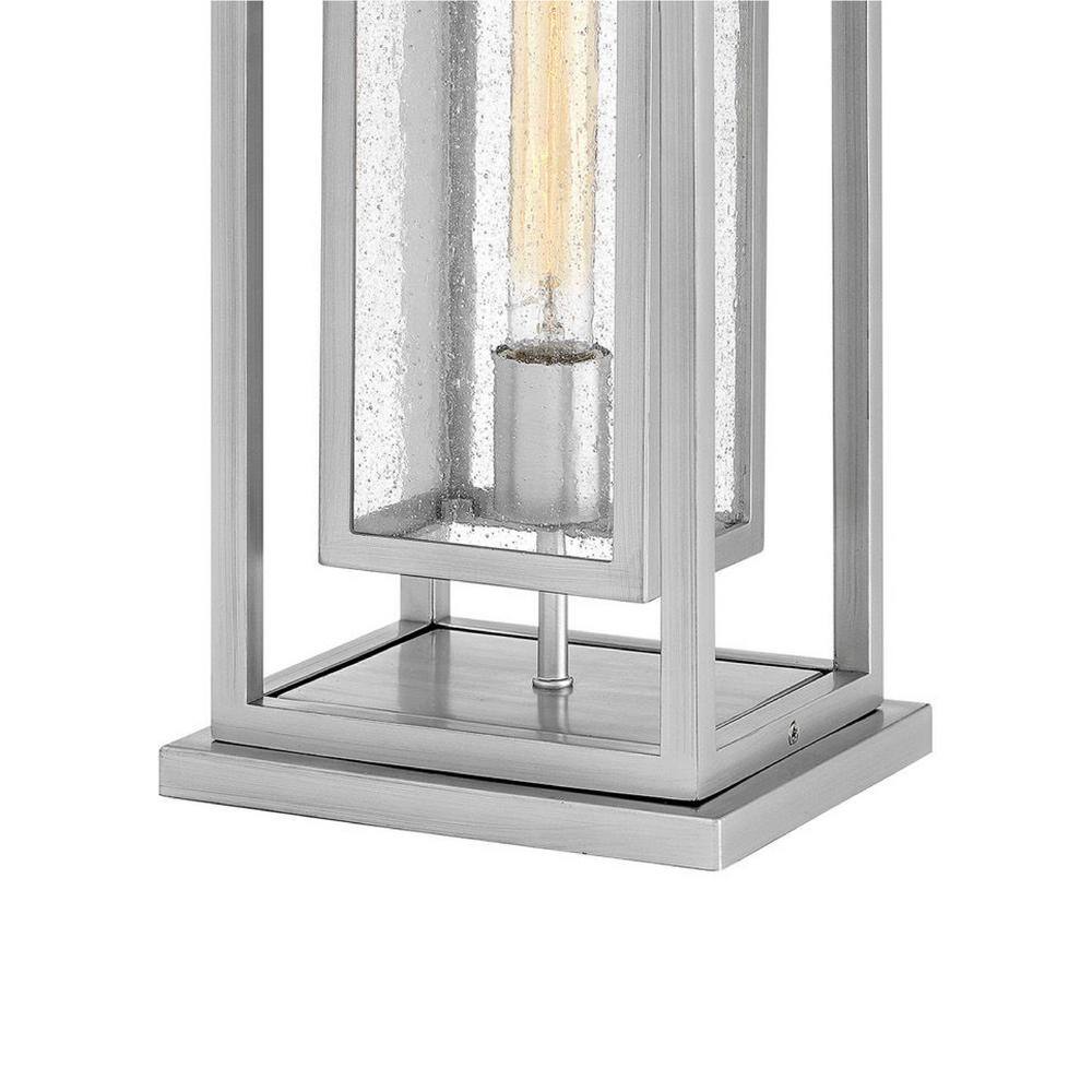 Satin Nickel Clear Seedy Glass Outdoor Pier Mount Lantern