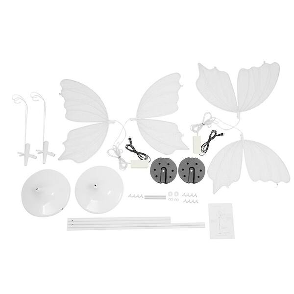OUKANING 70.1 in. Silver and White Creative Butterfly LED