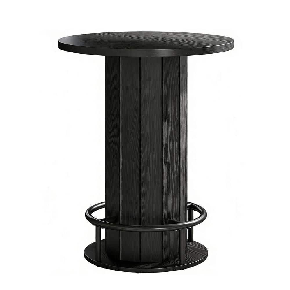 Black Wood Outdoor Coffee Table, Round Chatting Table, Bar Table with Metal Ring Footrest price history on PriceWatchPro