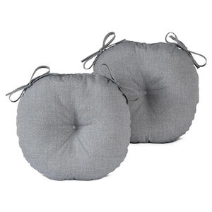 Heather Gray 15 in. Round Outdoor Seat Cushion (2-Pack)
