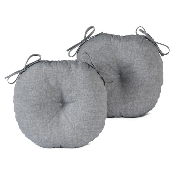 Greendale Home Fashions Heather Gray 15 in. Round Outdoor Seat Cushion (2-Pack)