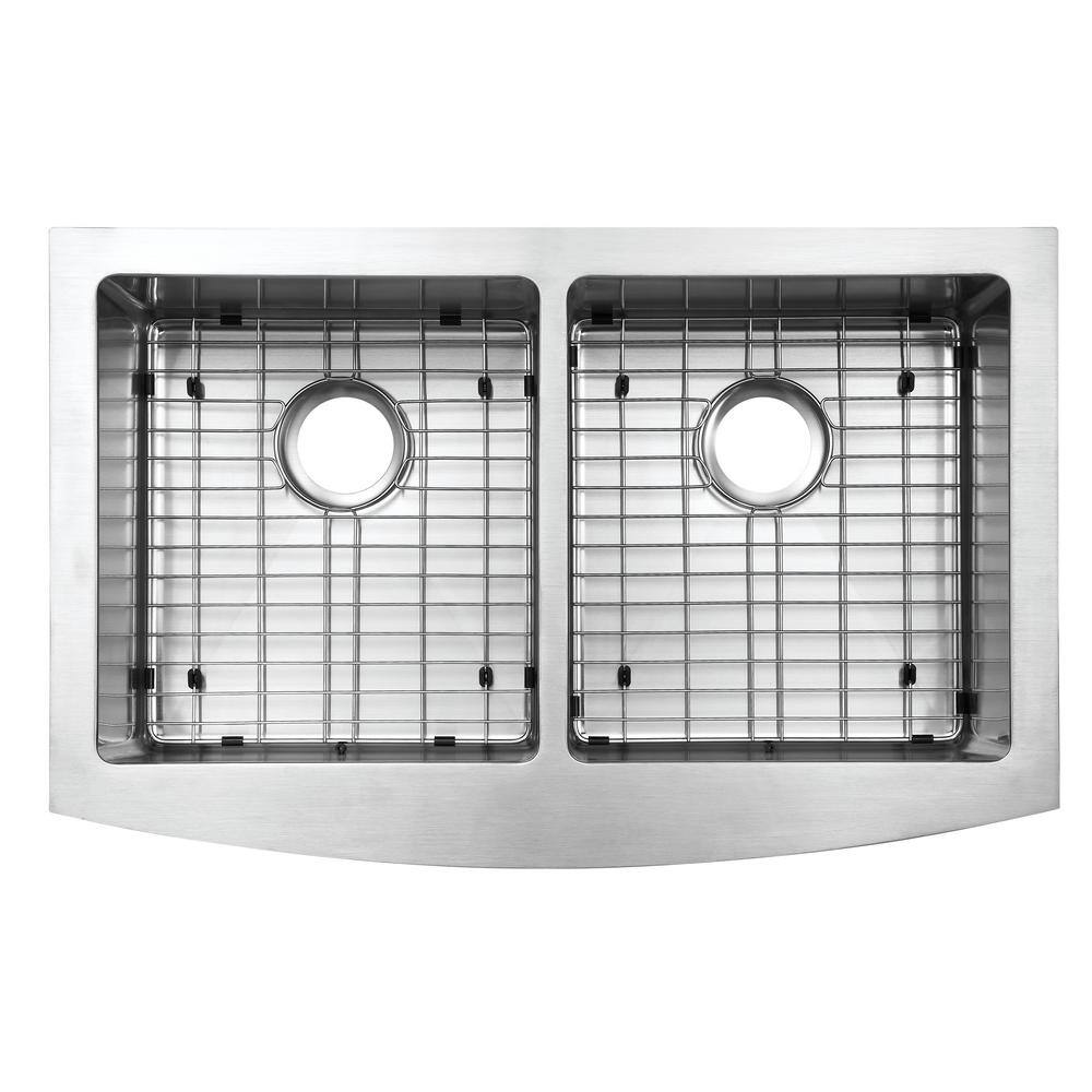 Belleville 33'' Satin Stainless Steel Farmhouse Double Bowl Sink