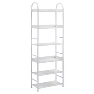 70.8 in. 6-Tier Bookshelf with MDF Boards & Round Top Steel Frame, Adjustable Foot Pads and Anti-Falling - White