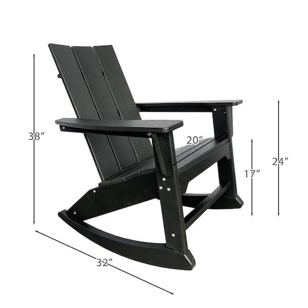 Resin TEAK Modern Black Rocking HDPE Plastic Adirondack Chair