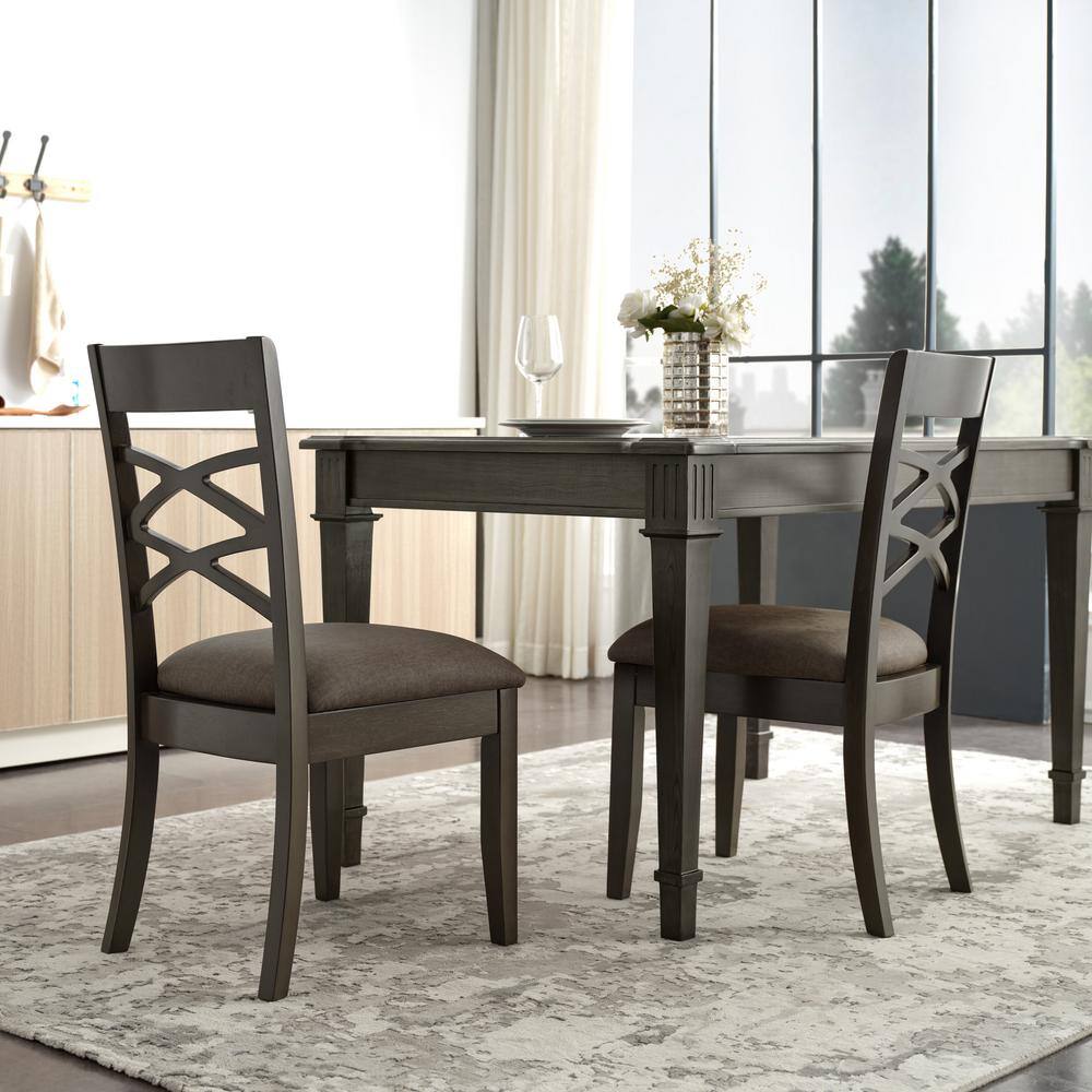 Graystone Wood Double Cross Back Upholstered Side Chair Set