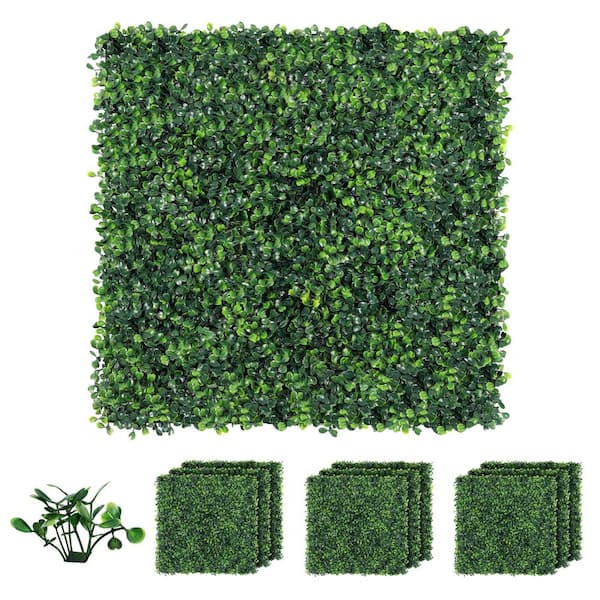 Oumilen 12 Artificial Milano Leaf Hedge Panels, Green Wall 20" X 20" Indoor Garden Backsplash