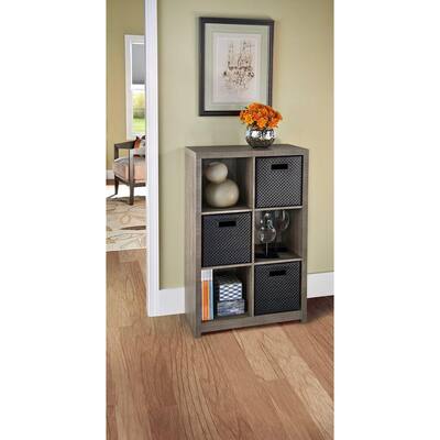 39.13 in. H x 25.63 in. W x 11.61 in. D Brown Wood Look 6-Cube Organizer